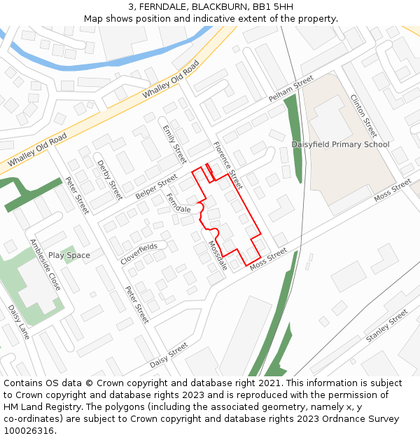 3, FERNDALE, BLACKBURN, BB1 5HH: Location map and indicative extent of plot