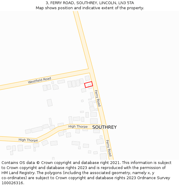 3, FERRY ROAD, SOUTHREY, LINCOLN, LN3 5TA: Location map and indicative extent of plot