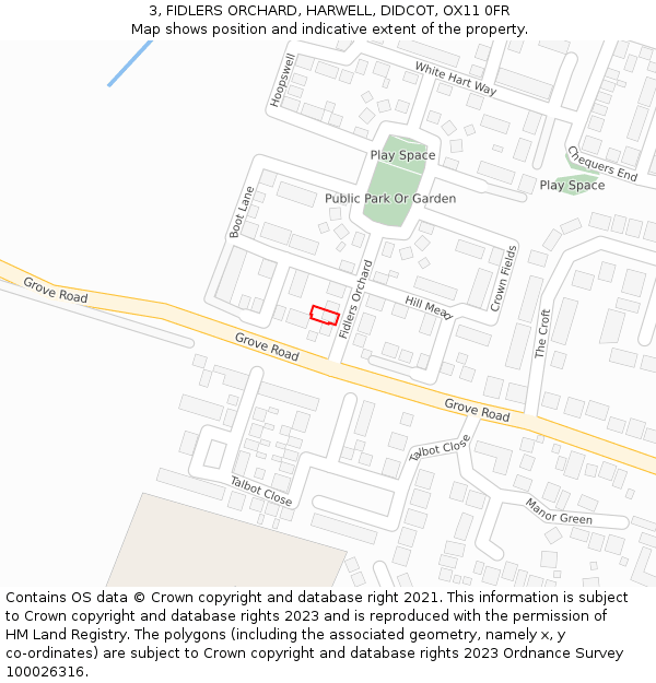 3, FIDLERS ORCHARD, HARWELL, DIDCOT, OX11 0FR: Location map and indicative extent of plot
