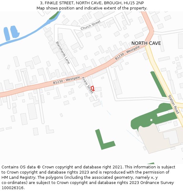 3, FINKLE STREET, NORTH CAVE, BROUGH, HU15 2NP: Location map and indicative extent of plot
