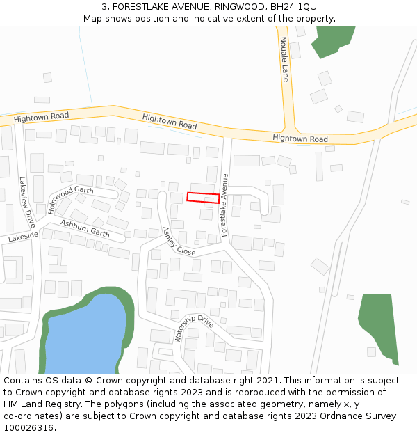 3, FORESTLAKE AVENUE, RINGWOOD, BH24 1QU: Location map and indicative extent of plot