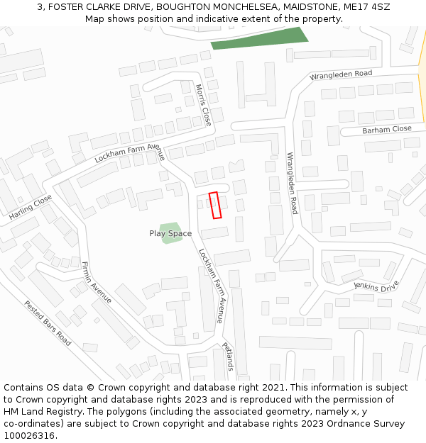 3, FOSTER CLARKE DRIVE, BOUGHTON MONCHELSEA, MAIDSTONE, ME17 4SZ: Location map and indicative extent of plot