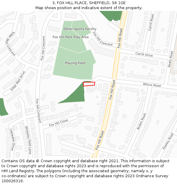 3, FOX HILL PLACE, SHEFFIELD, S6 1GE: Location map and indicative extent of plot