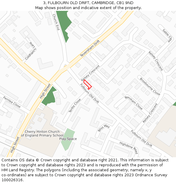 3, FULBOURN OLD DRIFT, CAMBRIDGE, CB1 9ND: Location map and indicative extent of plot