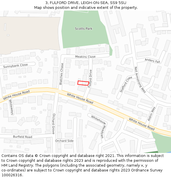 3, FULFORD DRIVE, LEIGH-ON-SEA, SS9 5SU: Location map and indicative extent of plot