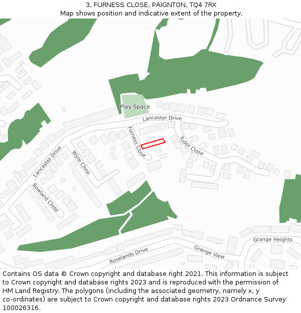 3, FURNESS CLOSE, PAIGNTON, TQ4 7RX: Location map and indicative extent of plot