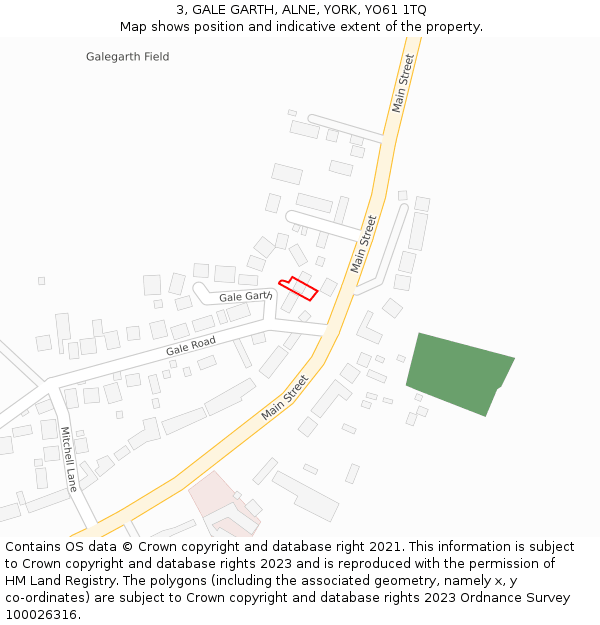3, GALE GARTH, ALNE, YORK, YO61 1TQ: Location map and indicative extent of plot