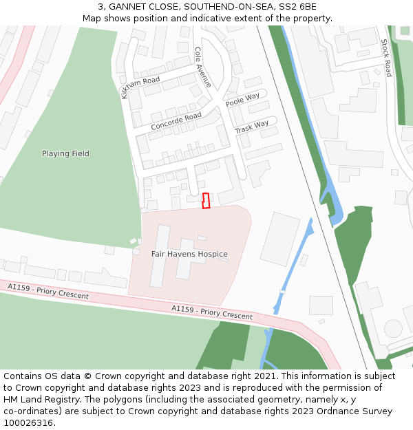 3, GANNET CLOSE, SOUTHEND-ON-SEA, SS2 6BE: Location map and indicative extent of plot