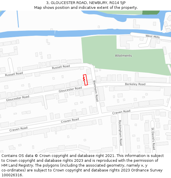 3, GLOUCESTER ROAD, NEWBURY, RG14 5JP: Location map and indicative extent of plot