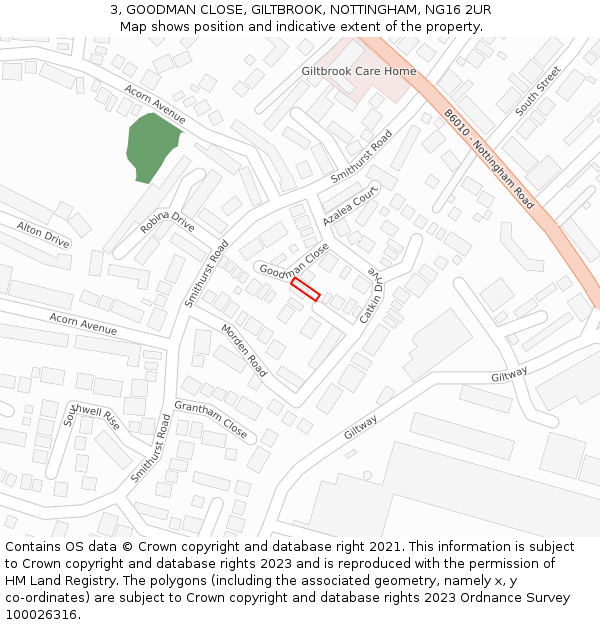 3, GOODMAN CLOSE, GILTBROOK, NOTTINGHAM, NG16 2UR: Location map and indicative extent of plot