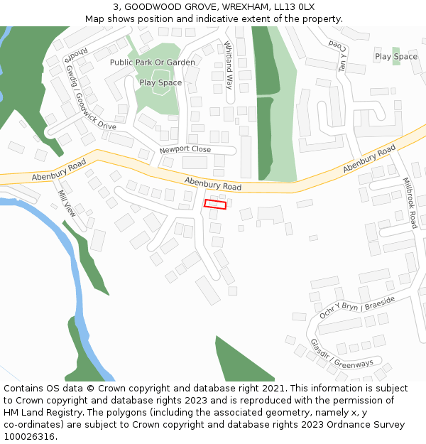 3, GOODWOOD GROVE, WREXHAM, LL13 0LX: Location map and indicative extent of plot
