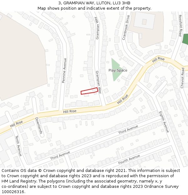 3, GRAMPIAN WAY, LUTON, LU3 3HB: Location map and indicative extent of plot