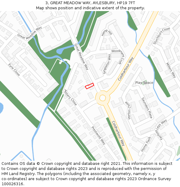 3, GREAT MEADOW WAY, AYLESBURY, HP19 7FT: Location map and indicative extent of plot