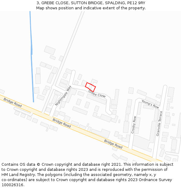 3, GREBE CLOSE, SUTTON BRIDGE, SPALDING, PE12 9RY: Location map and indicative extent of plot