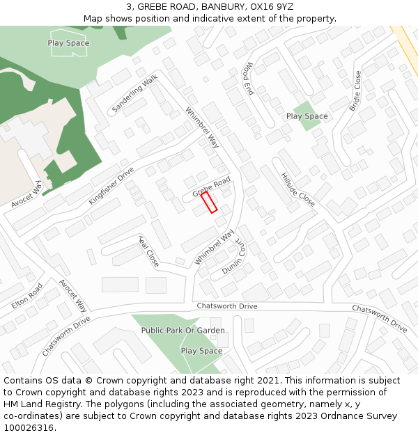 3, GREBE ROAD, BANBURY, OX16 9YZ: Location map and indicative extent of plot