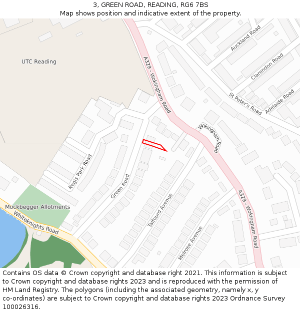 3, GREEN ROAD, READING, RG6 7BS: Location map and indicative extent of plot