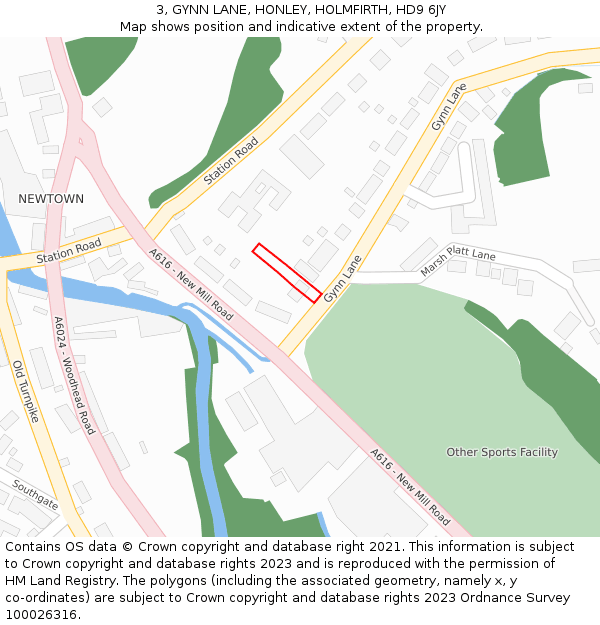 3, GYNN LANE, HONLEY, HOLMFIRTH, HD9 6JY: Location map and indicative extent of plot