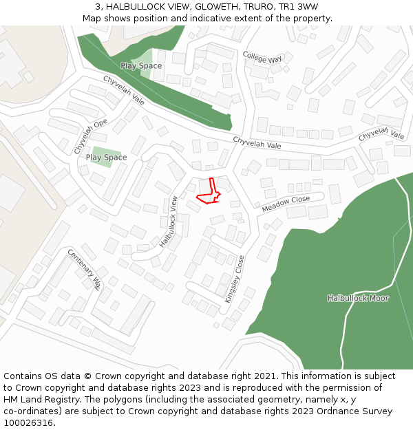3, HALBULLOCK VIEW, GLOWETH, TRURO, TR1 3WW: Location map and indicative extent of plot