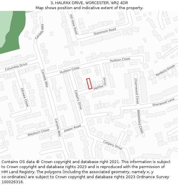 3, HALIFAX DRIVE, WORCESTER, WR2 4DR: Location map and indicative extent of plot