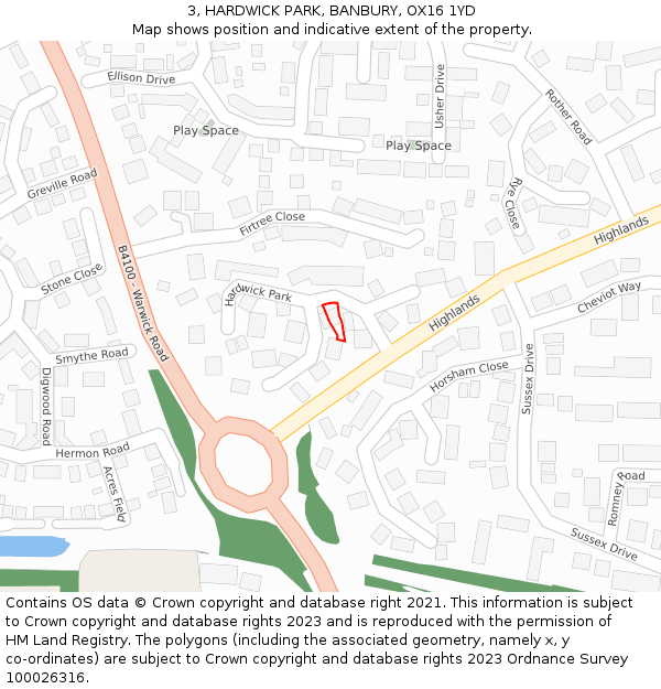 3, HARDWICK PARK, BANBURY, OX16 1YD: Location map and indicative extent of plot