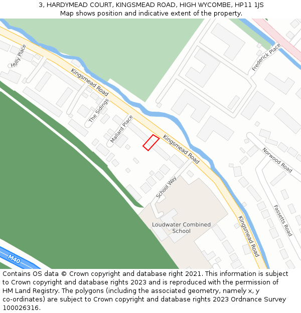 3, HARDYMEAD COURT, KINGSMEAD ROAD, HIGH WYCOMBE, HP11 1JS: Location map and indicative extent of plot