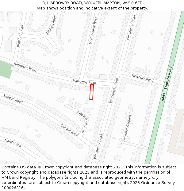 3, HARROWBY ROAD, WOLVERHAMPTON, WV10 6EP: Location map and indicative extent of plot