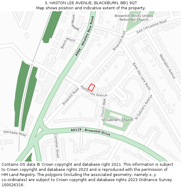 3, HASTON LEE AVENUE, BLACKBURN, BB1 9QT: Location map and indicative extent of plot