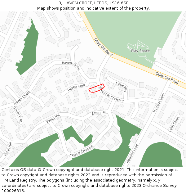 3, HAVEN CROFT, LEEDS, LS16 6SF: Location map and indicative extent of plot