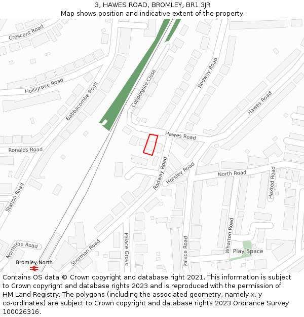 3, HAWES ROAD, BROMLEY, BR1 3JR: Location map and indicative extent of plot