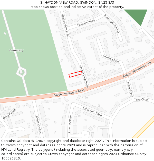 3, HAYDON VIEW ROAD, SWINDON, SN25 3AT: Location map and indicative extent of plot