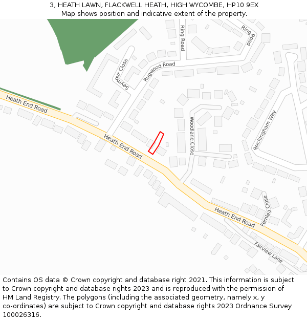 3, HEATH LAWN, FLACKWELL HEATH, HIGH WYCOMBE, HP10 9EX: Location map and indicative extent of plot