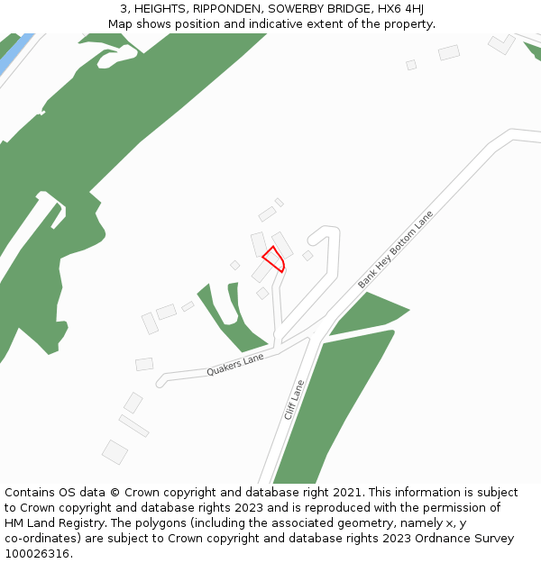 3, HEIGHTS, RIPPONDEN, SOWERBY BRIDGE, HX6 4HJ: Location map and indicative extent of plot