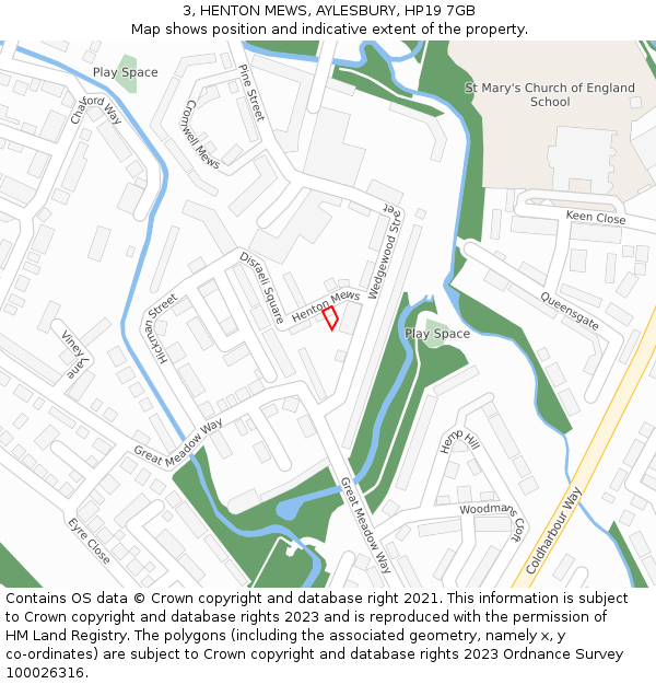 3, HENTON MEWS, AYLESBURY, HP19 7GB: Location map and indicative extent of plot