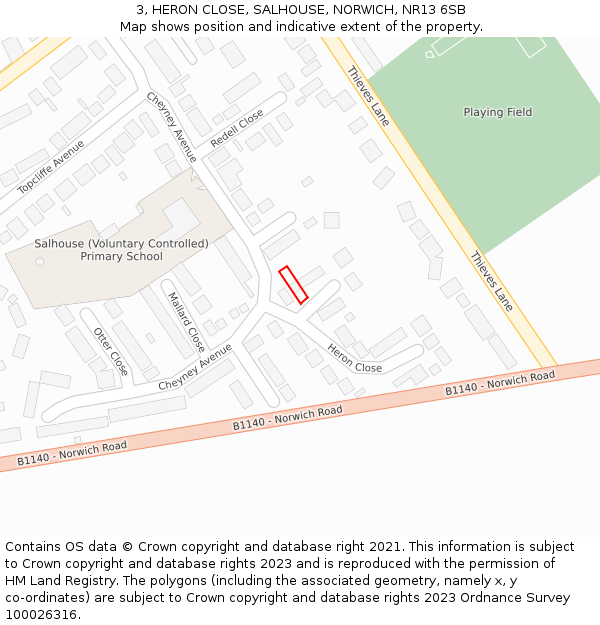 3, HERON CLOSE, SALHOUSE, NORWICH, NR13 6SB: Location map and indicative extent of plot