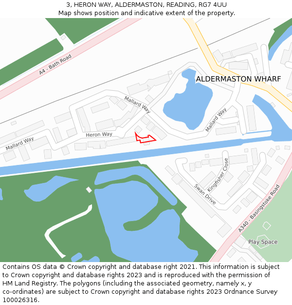 3, HERON WAY, ALDERMASTON, READING, RG7 4UU: Location map and indicative extent of plot