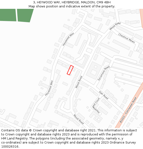 3, HEYWOOD WAY, HEYBRIDGE, MALDON, CM9 4BH: Location map and indicative extent of plot