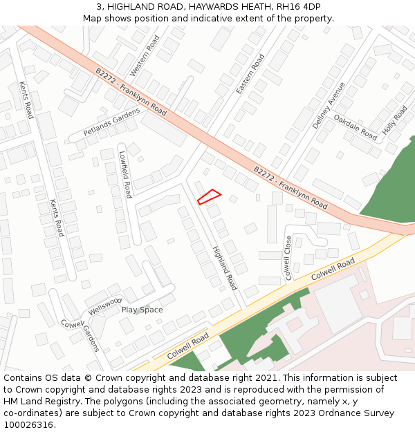 3, HIGHLAND ROAD, HAYWARDS HEATH, RH16 4DP: Location map and indicative extent of plot
