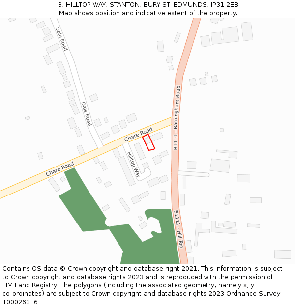 3, HILLTOP WAY, STANTON, BURY ST. EDMUNDS, IP31 2EB: Location map and indicative extent of plot
