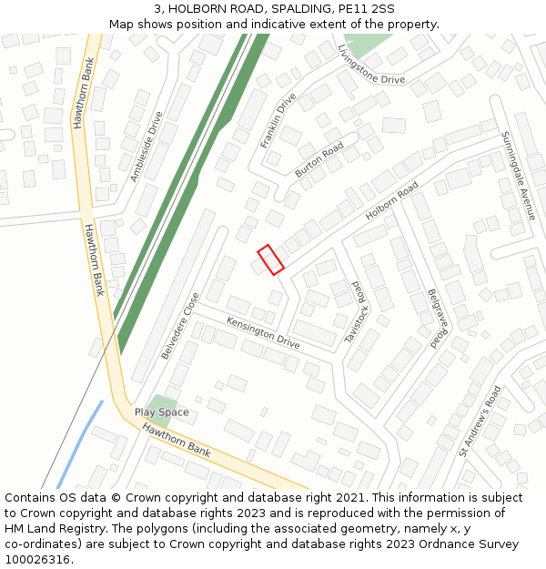 3, HOLBORN ROAD, SPALDING, PE11 2SS: Location map and indicative extent of plot