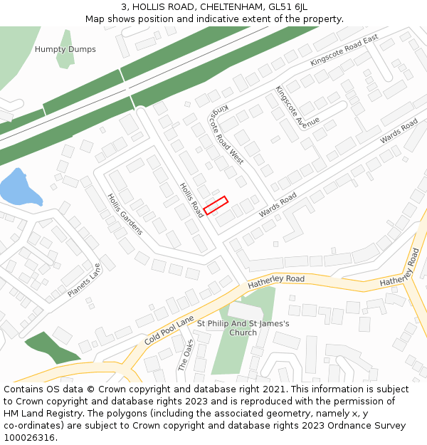3, HOLLIS ROAD, CHELTENHAM, GL51 6JL: Location map and indicative extent of plot