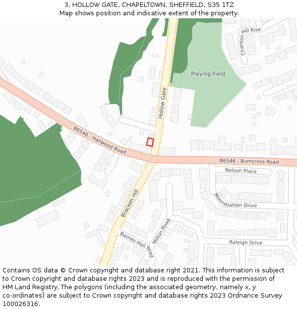 3, HOLLOW GATE, CHAPELTOWN, SHEFFIELD, S35 1TZ: Location map and indicative extent of plot