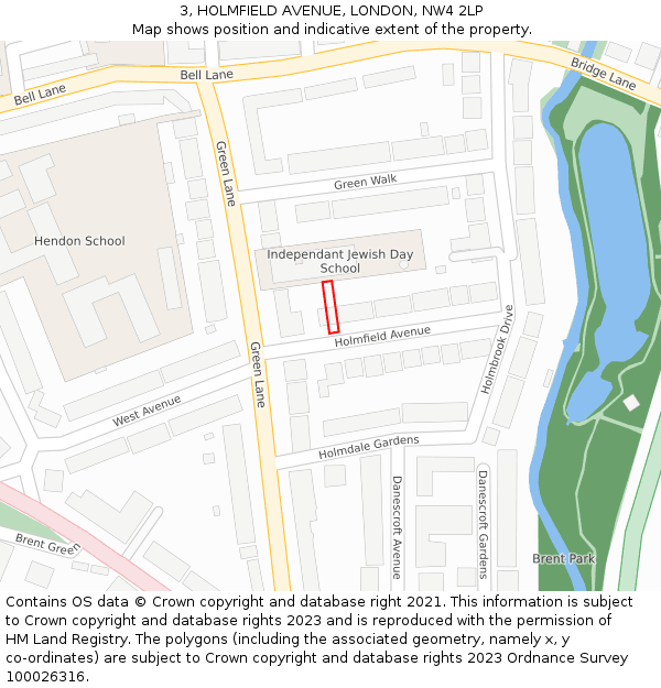 3, HOLMFIELD AVENUE, LONDON, NW4 2LP: Location map and indicative extent of plot