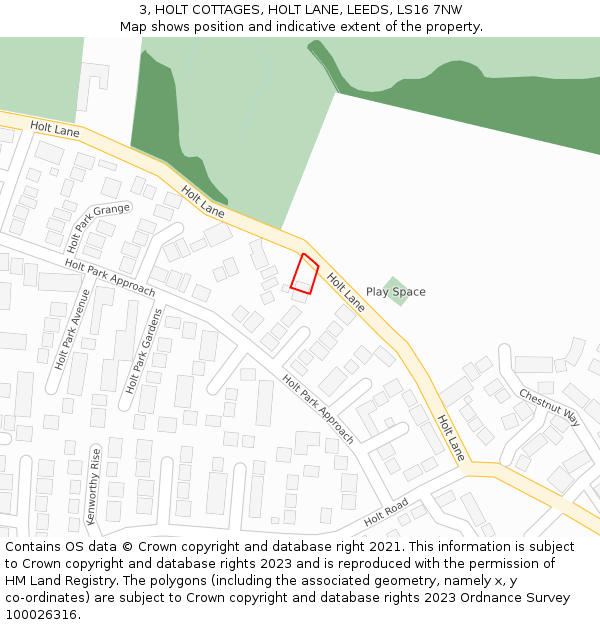 3, HOLT COTTAGES, HOLT LANE, LEEDS, LS16 7NW: Location map and indicative extent of plot