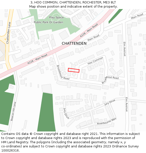 3, HOO COMMON, CHATTENDEN, ROCHESTER, ME3 8LT: Location map and indicative extent of plot