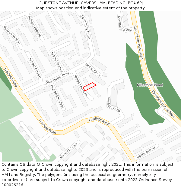 3, IBSTONE AVENUE, CAVERSHAM, READING, RG4 6PJ: Location map and indicative extent of plot
