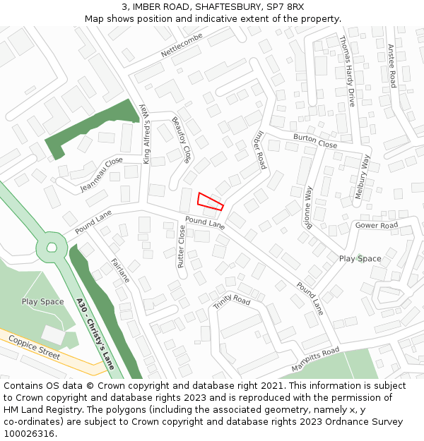 3, IMBER ROAD, SHAFTESBURY, SP7 8RX: Location map and indicative extent of plot
