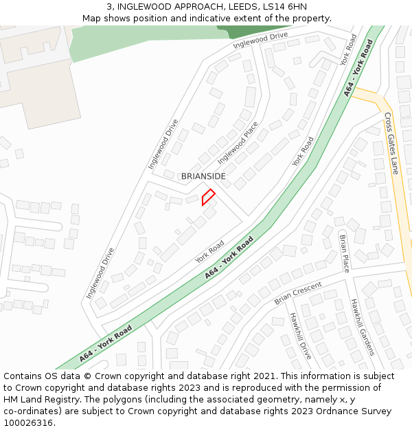 3, INGLEWOOD APPROACH, LEEDS, LS14 6HN: Location map and indicative extent of plot