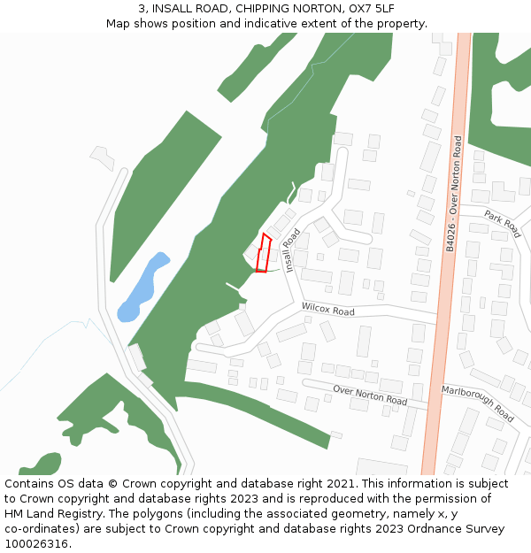 3, INSALL ROAD, CHIPPING NORTON, OX7 5LF: Location map and indicative extent of plot