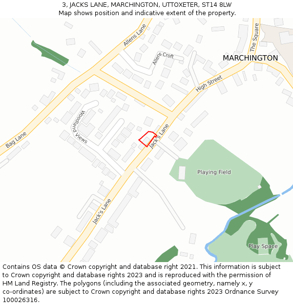 3, JACKS LANE, MARCHINGTON, UTTOXETER, ST14 8LW: Location map and indicative extent of plot
