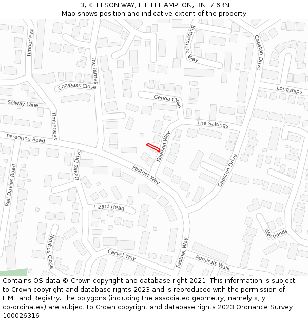 3, KEELSON WAY, LITTLEHAMPTON, BN17 6RN: Location map and indicative extent of plot